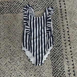 Wonder Nation Black and White Striped Kids Swim One Piece